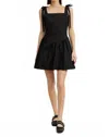 En Saison Charlie Tie Strap Cotton Poplin Minidress In Black