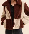 En Saison Check Sherpa Jacket In Brown/beige In Brown