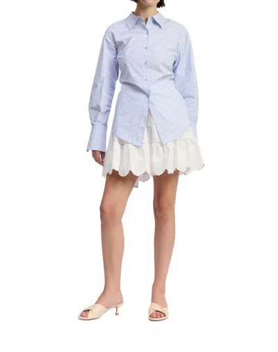 En Saison Christabel Long Sleeve Shirt In Blue Stripe
