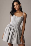 En Saison Christelle Fit & Flare Mini Dress In Gray