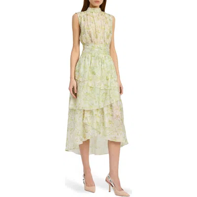 En Saison Claire Floral Sleeveless Dress In Green