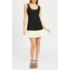 En Saison Clarisse Pleated Minidress In Black Off White