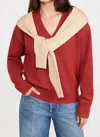 En Saison Colby Oversized Sweater Brick In Red
