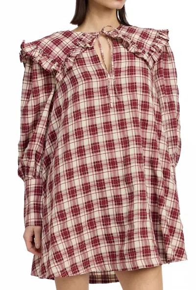 En Saison Colebee Long Sleeve Mini Dress In Bordeaux In Brown