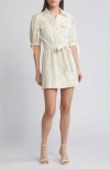 En Saison Cordelia Cotton Eyelet Short Sleeve Mini Shirtdress In Natural