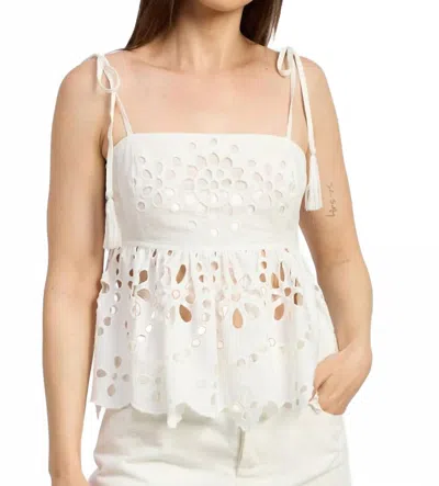 En Saison Courtney Square Neck Top In White In Animal Print