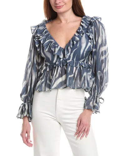 En Saison Cypress Peplum Top In Slate Ivory In Multi