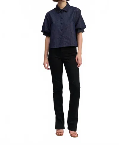 En Saison Darby Boxy Collared Top In Blue