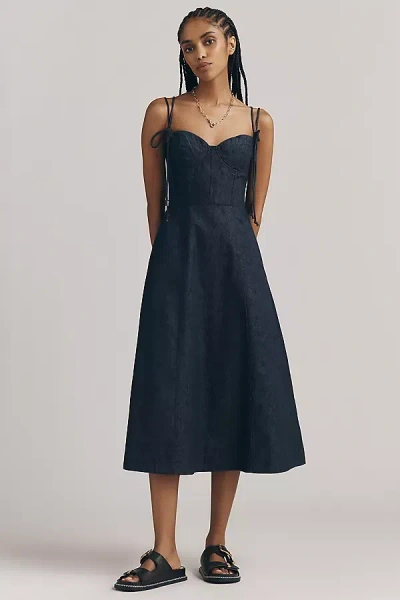 En Saison Darby Sweetheart Midi Dress In Blue