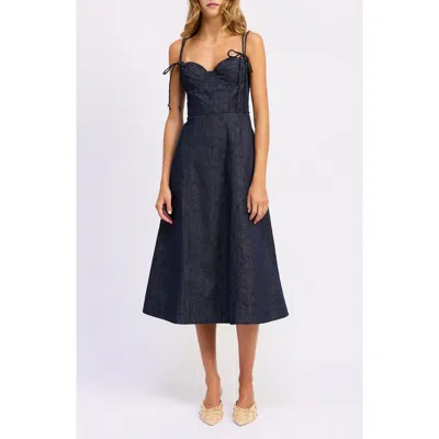 En Saison Darby Sweetheart Neck Midi Dress In Blue