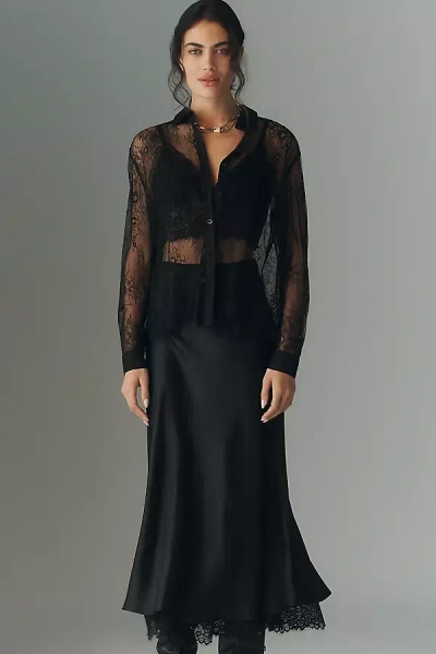 En Saison Darcy Midi Slip Skirt In Black