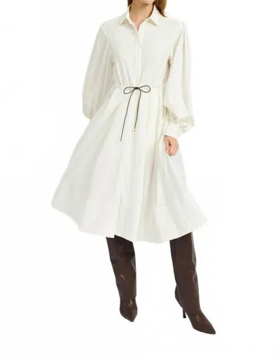 En Saison Darla Midi Shirt Dress In White Shimmer