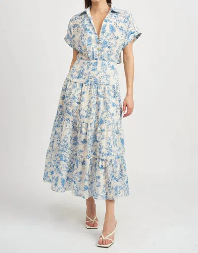 En Saison Davina Shirt Dress In Blue Floral