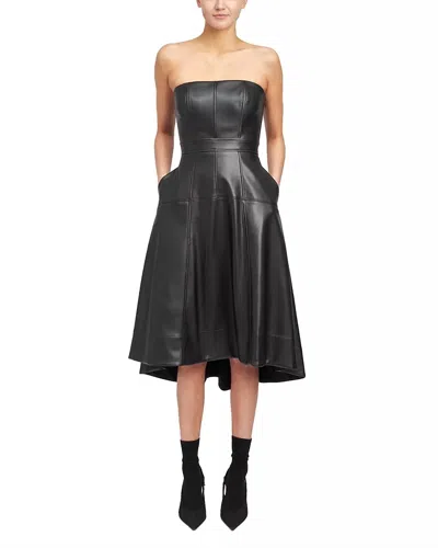 En Saison Dawn Faux Leather Bustier Midi-dress In Black