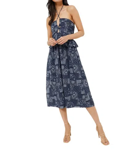 En Saison Daytona Midi Dress In Navy White In Blue
