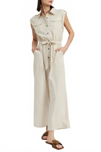 En Saison Daytona Wide Leg Romper In Linen In Neutral
