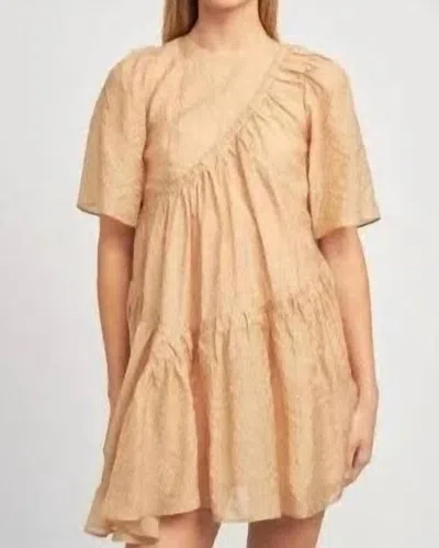 En Saison Dee Dee Stripe Baby Doll Dress In Brown In Khaki