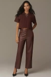 En Saison Delphine Cropped Coated Straight-leg Pants In Brown
