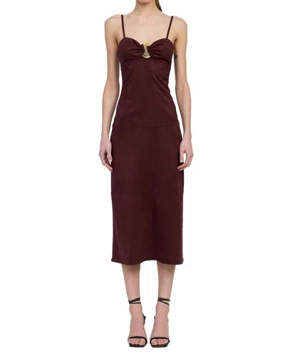 En Saison Delphine Midi Dress In Plum Brown In Multi