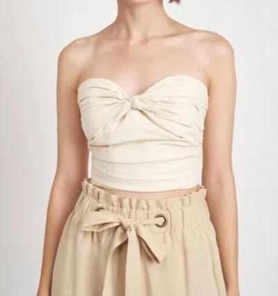 En Saison Descano Knotted Tube Top In Taupe In Gray