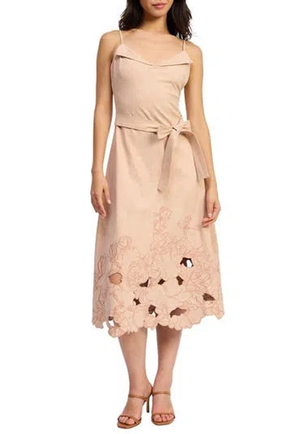 En Saison Donna Faux Suede Midi Dress In Blush