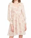 En Saison Eaven Mini Babydoll Dress In Pink Floral In Neutral