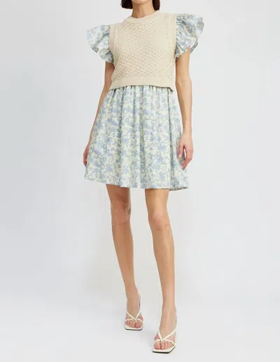 En Saison Egret Dress In Natural Light Blue In Beige