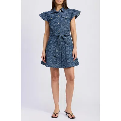En Saison Eliana Floral Cotton Minidress In Blue