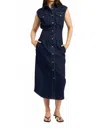 En Saison Eliana Sleeveless Midi Shirt Dress In Blue