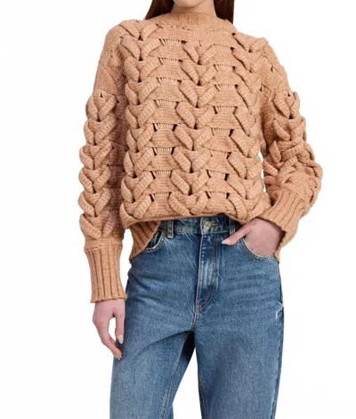 En Saison Elizabeth Cable Sweater In Beige In Brown