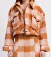 En Saison Elizabeth Crop Jacket In Orange Plaid In Orange