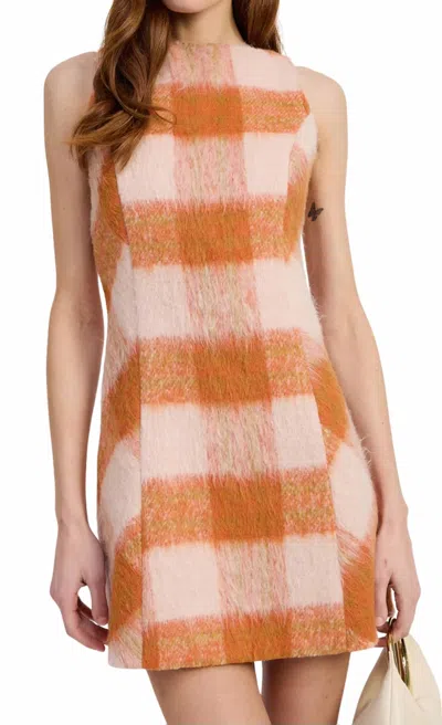 En Saison Elizabeth Mini Dress In Orange Plaid In Multi