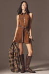 En Saison Eloise Faux-suede Sleeveless Mini Dress In Gold