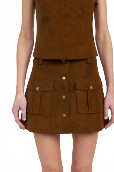 EN SAISON ELOISE MINI SKIRT IN BROWN