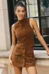 En Saison Elosie High-neck Tank Top In Brown