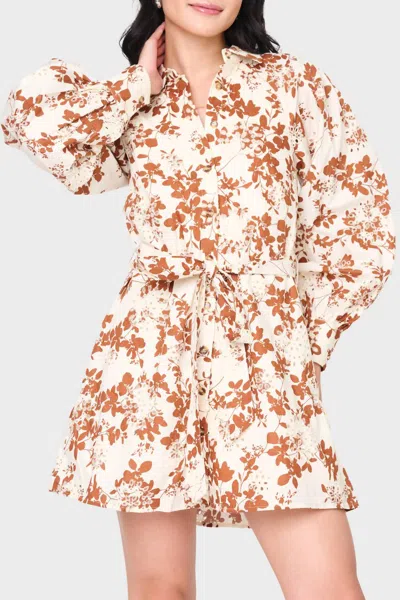 En Saison Emilia Mini Dress In Off White Rust In Pink