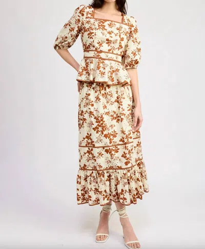 EN SAISON EMILIA RUFFLED MAXI SKIRT IN OFF WHITE RUST