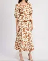 En Saison Emilia Ruffled Maxi Skirt In Off White Rust In Multi