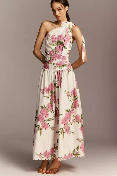 En Saison Esther Cotton One-shoulder Drop-waist Midi Dress In Pink