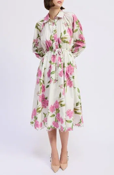 En Saison Esther Long Sleeve Floral Midi Shirtdress