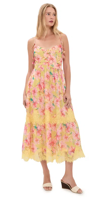 En Saison Eva Midi Dress Yellow Fuchsia In Multi