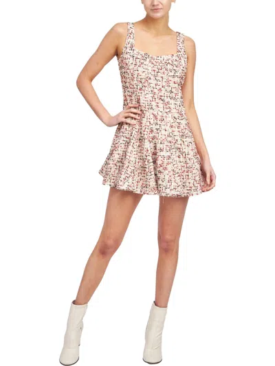 En Saison Everleigh Womens Tweed Metallic Mini Dress In Multi