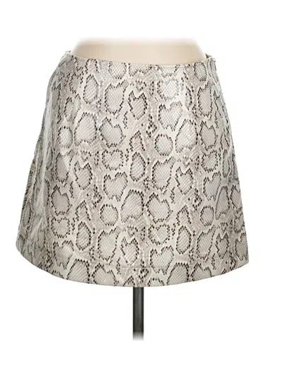 Pre-owned En Saison Faux Leather Skirt In Silver