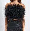 En Saison Feather Top In Black In Black