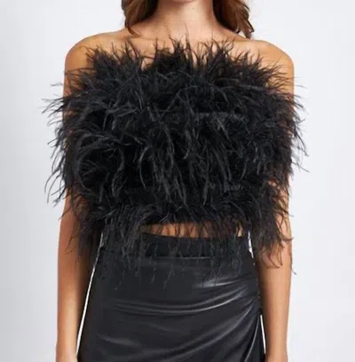 En Saison Feather Top In Black