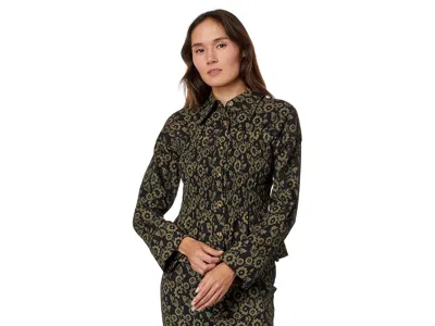En Saison Flora Top Women's Clothing Black/taupe: Xs, Cotton/spandex