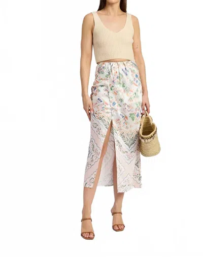 En Saison Floral Draped Wrap Maxi Skirt In Ivory In Multi