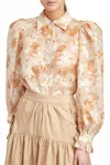 En Saison Florence Blouse In Peach Taupe In Multi