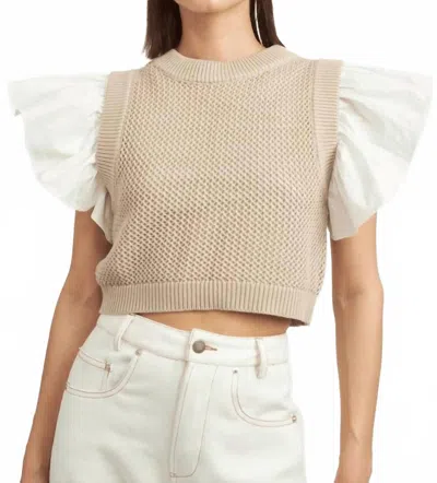 En Saison Freya Top In Light Taupe In Neutral