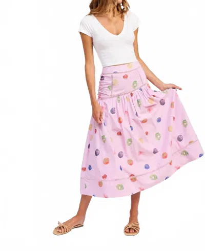 En Saison Fruit Medley Midi Skirt In Pink In Animal Print